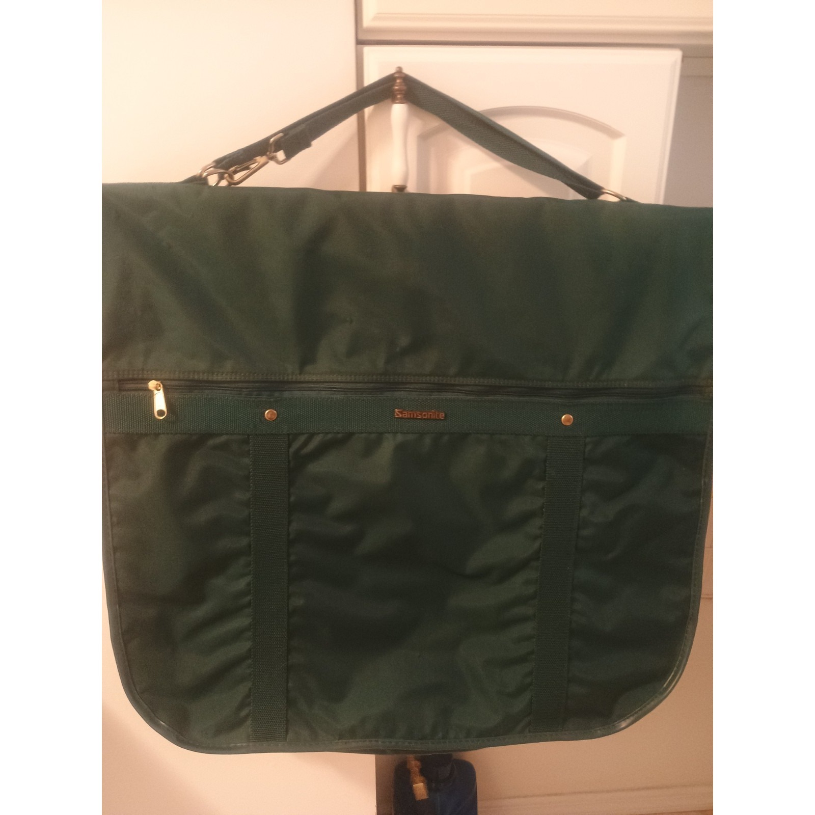 Vintage Samsonite 18x45 Emerald Green Folding Garment Suit Clothing Travel Bag
